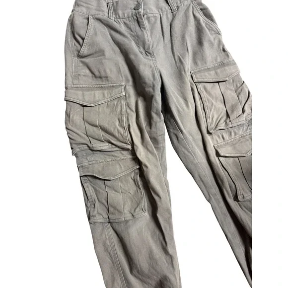 Oak + Fort Green High Waisted Multi Pocket Cargo Pants Cropped Joggers S Medium - Picture 2 of 12